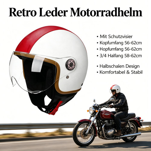 Chopperhelm retro leder 4 - retro,